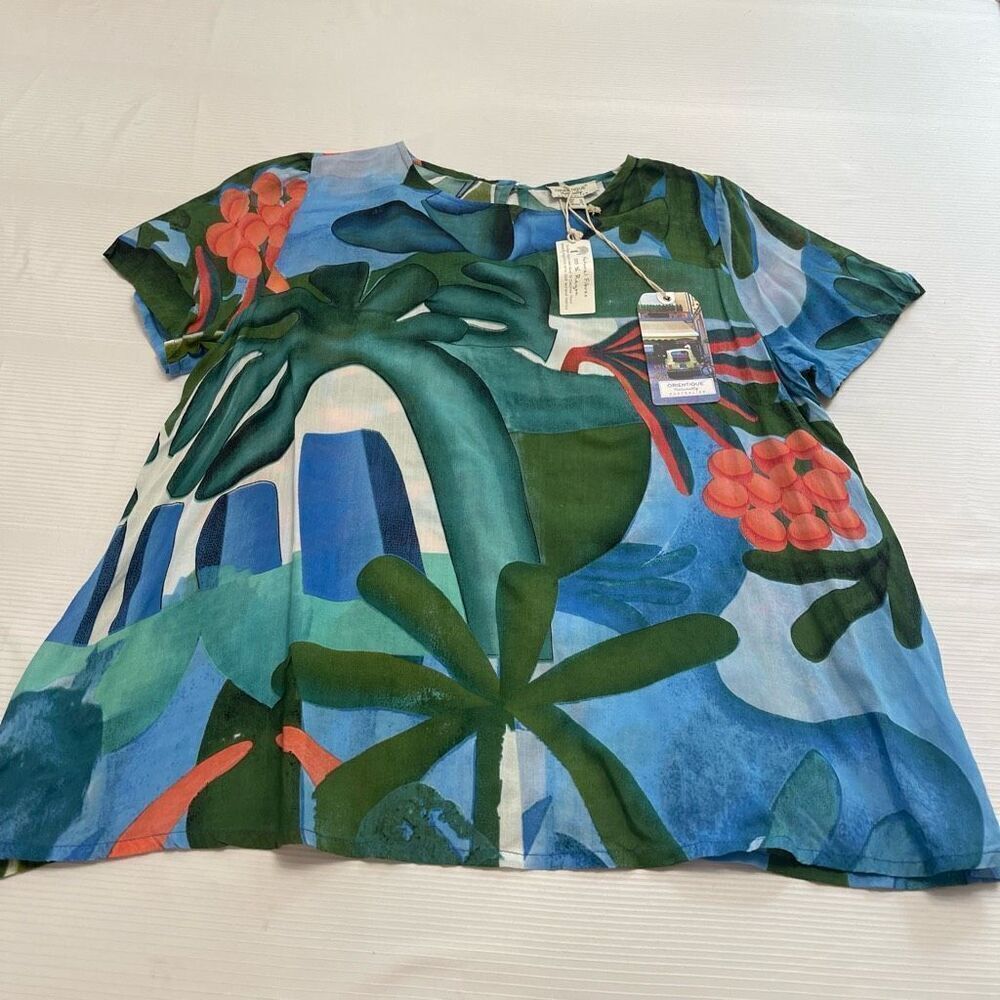 NWT Orientique Naturally Australian Floral Tropical Boho Top Size Small New